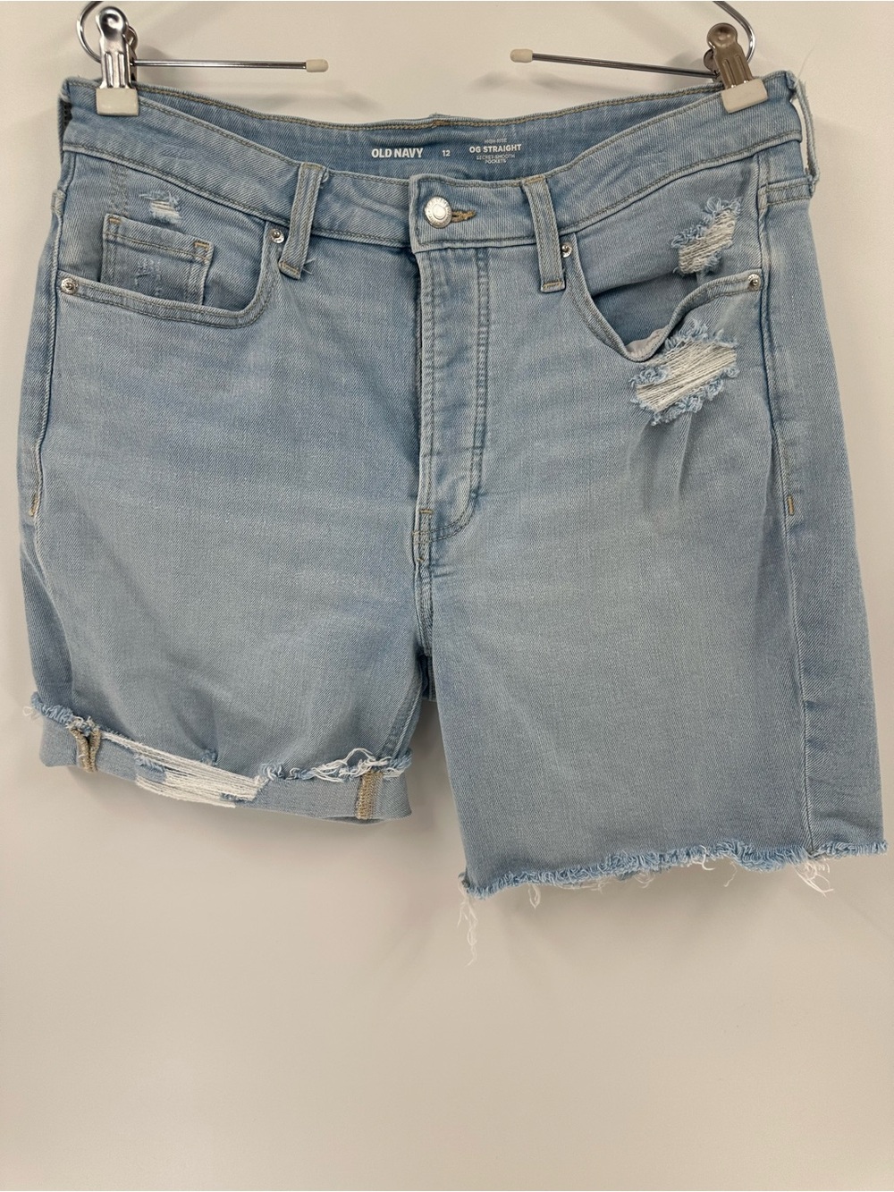 Old Navy Washed Light Blue Distressed Jean Shorts